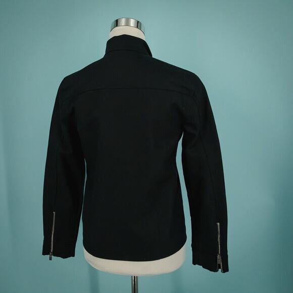Kate Spade Size XS Black Saturday Moto Asymmetrical Zip Cotton Lined Jacket - Picture 3 of 7